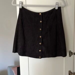 Faux suede button up miniskirt